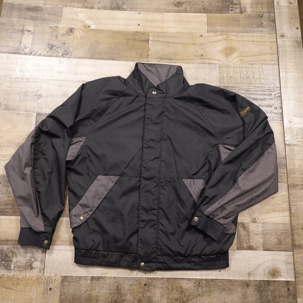 DryJoys FootJoy rain Jacket men's Large Black Performance Houndstooth Vintage